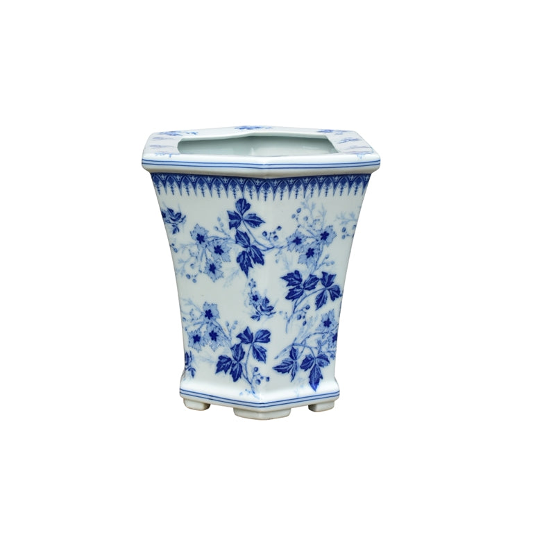 Floral Hexagon Cachepot Planter