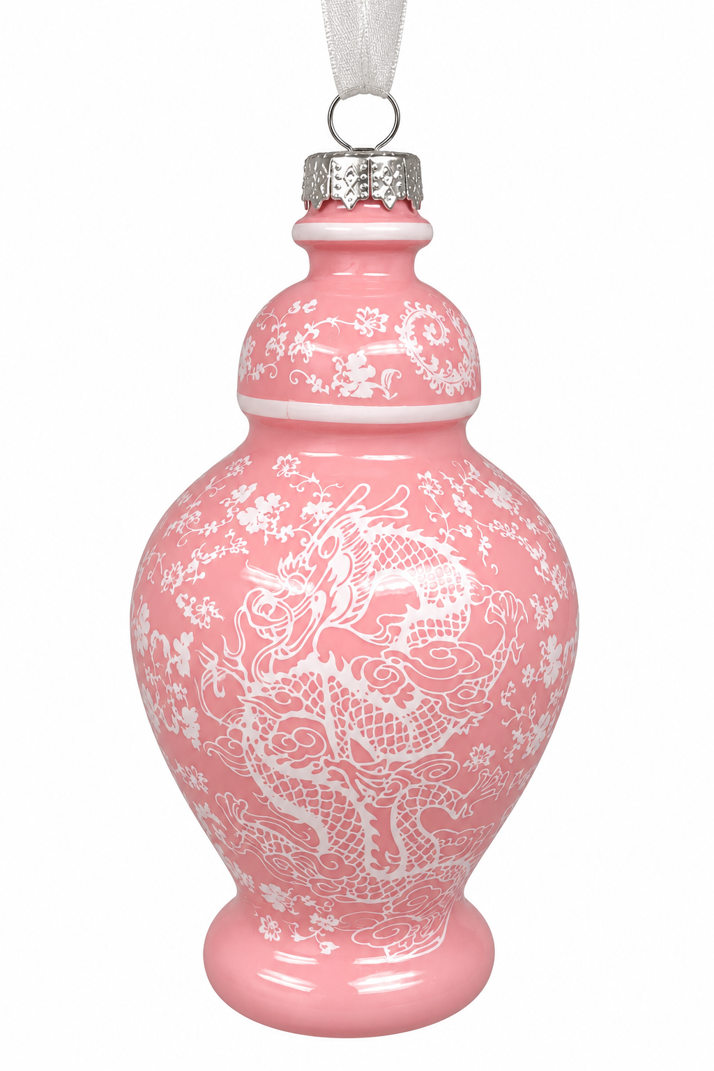 PINK & WHITE DRAGON JAR ORNAMENT