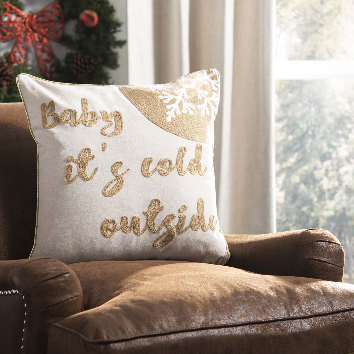 Cold Outside Pillow | Safavieh - PLS7103 - Beige/Gold