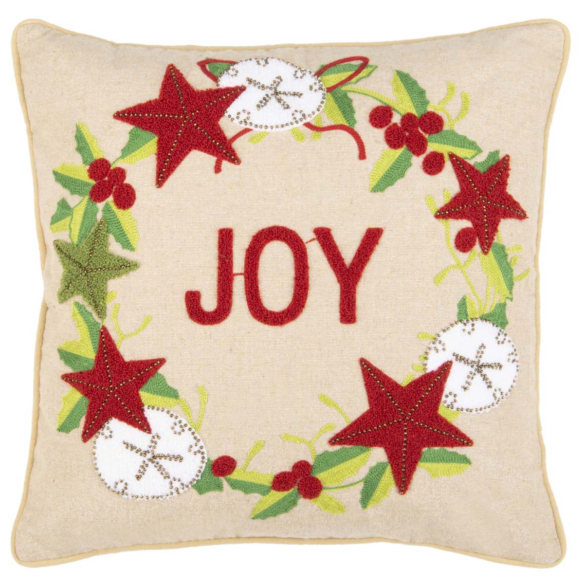 Jolly Joy Pillow | Safavieh - PLS7122 - Green/Red/Beige