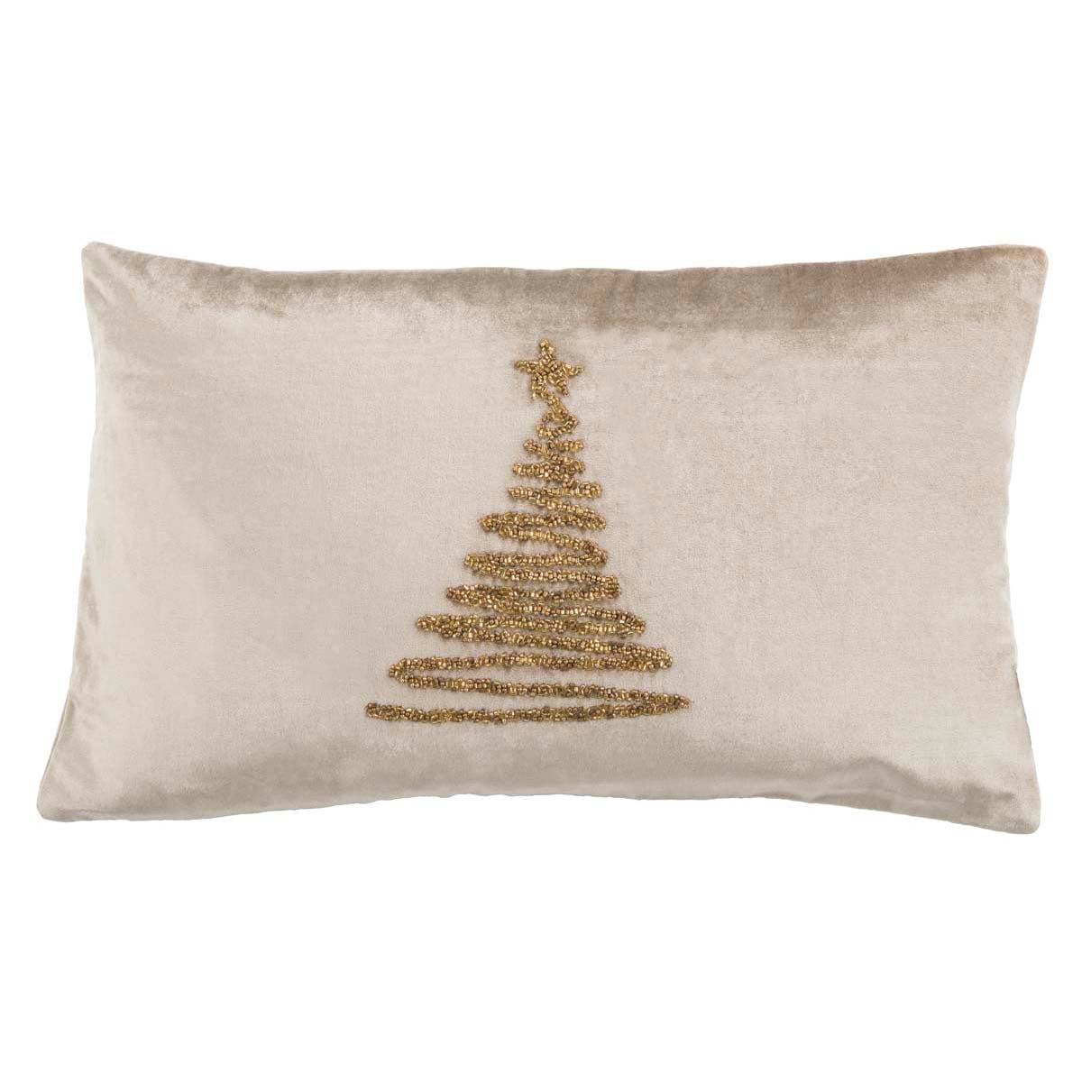 Enchanted Evergreen Pillow | Safavieh - PLS882 - Beige/Gold