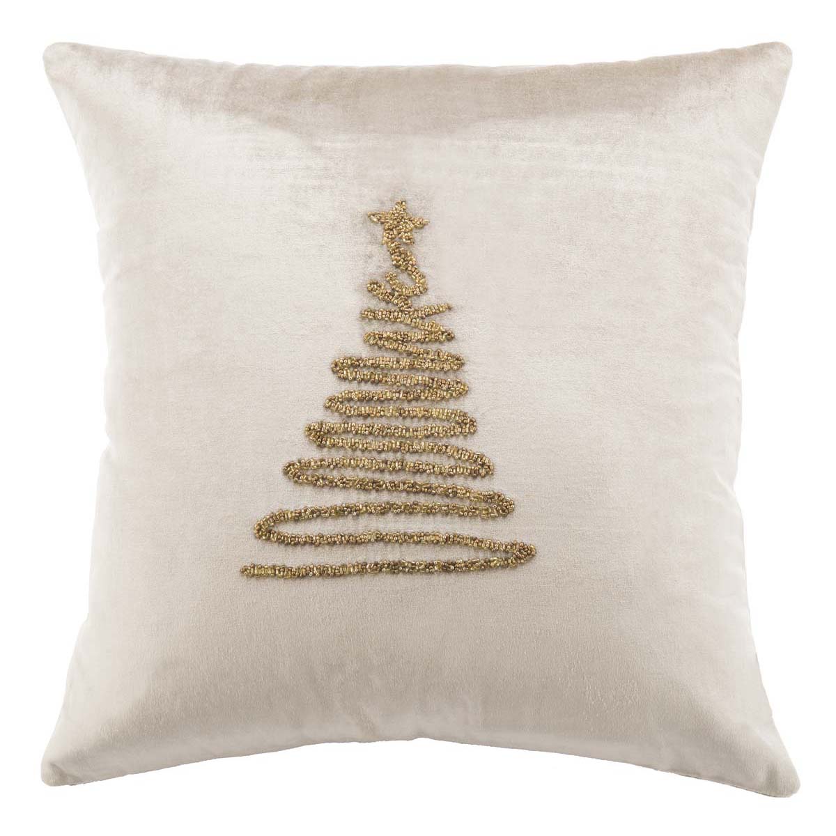 Enchanted Evergreen Pillow | Safavieh - PLS882 - Beige/Gold