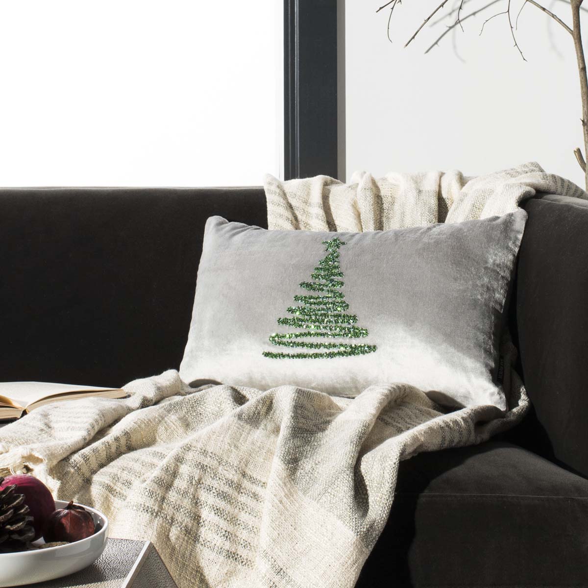 Enchanted Evergreen Pillow | Safavieh - PLS882 - Grey/Green