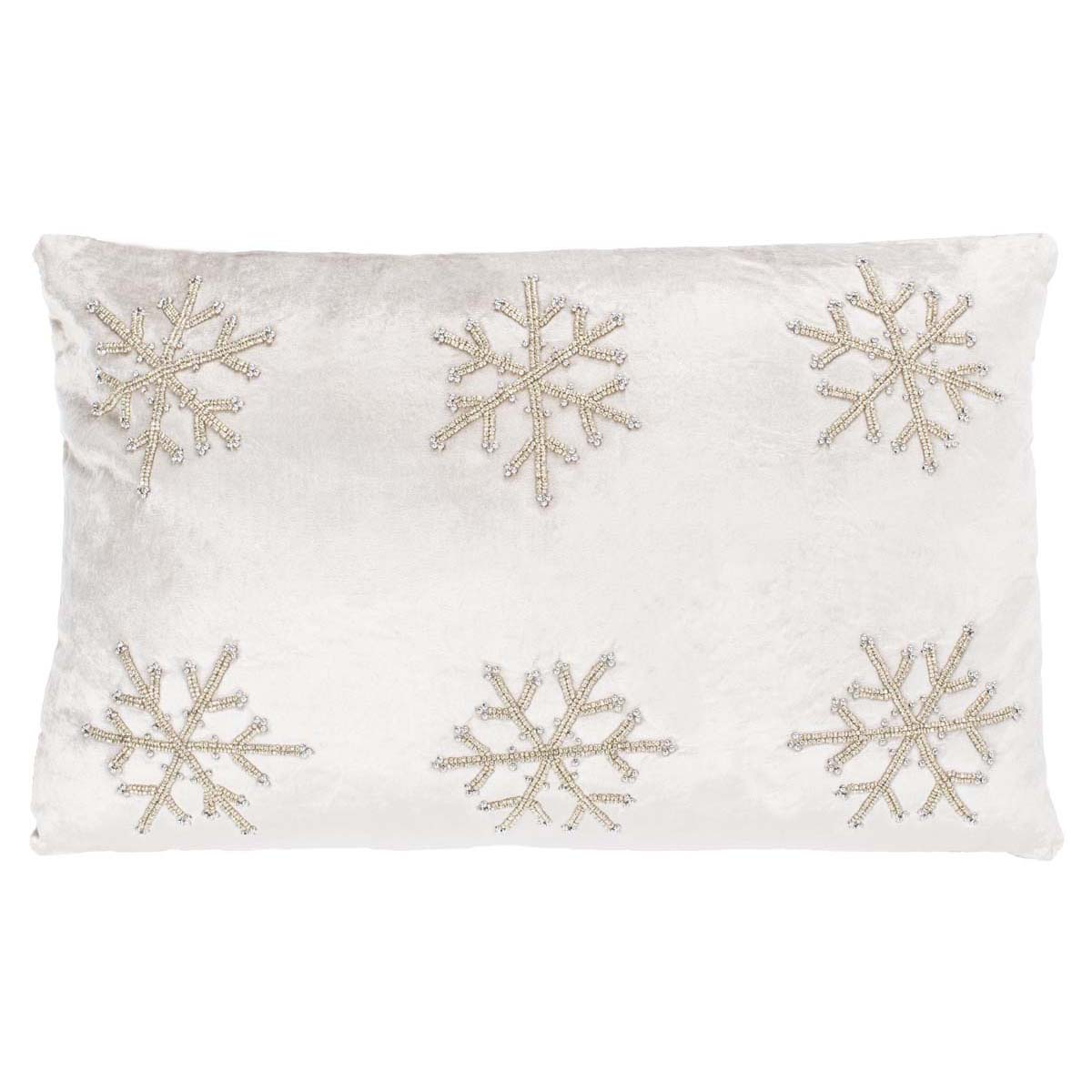 Sunderland Snowflake Pillow | Safavieh - HOL4010 - Beige / Silver