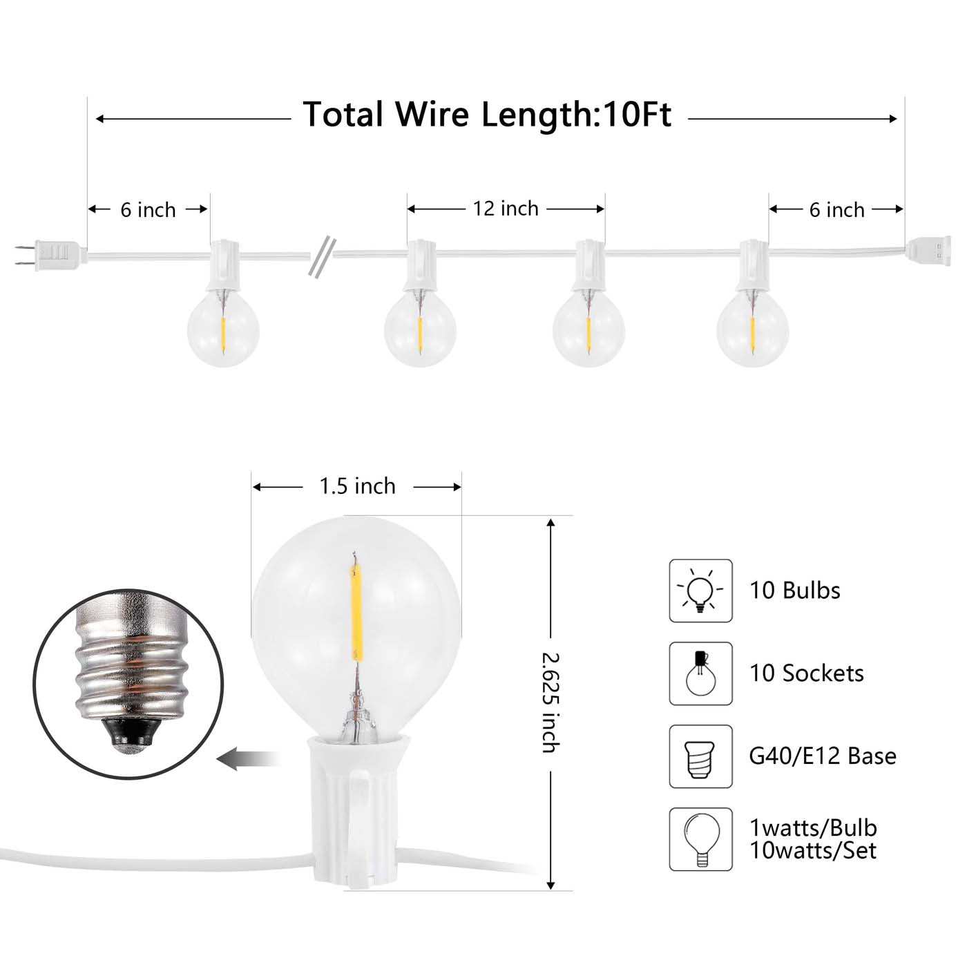 Safavieh Chiera LED Outdoor String Lights , PLT4042 - White