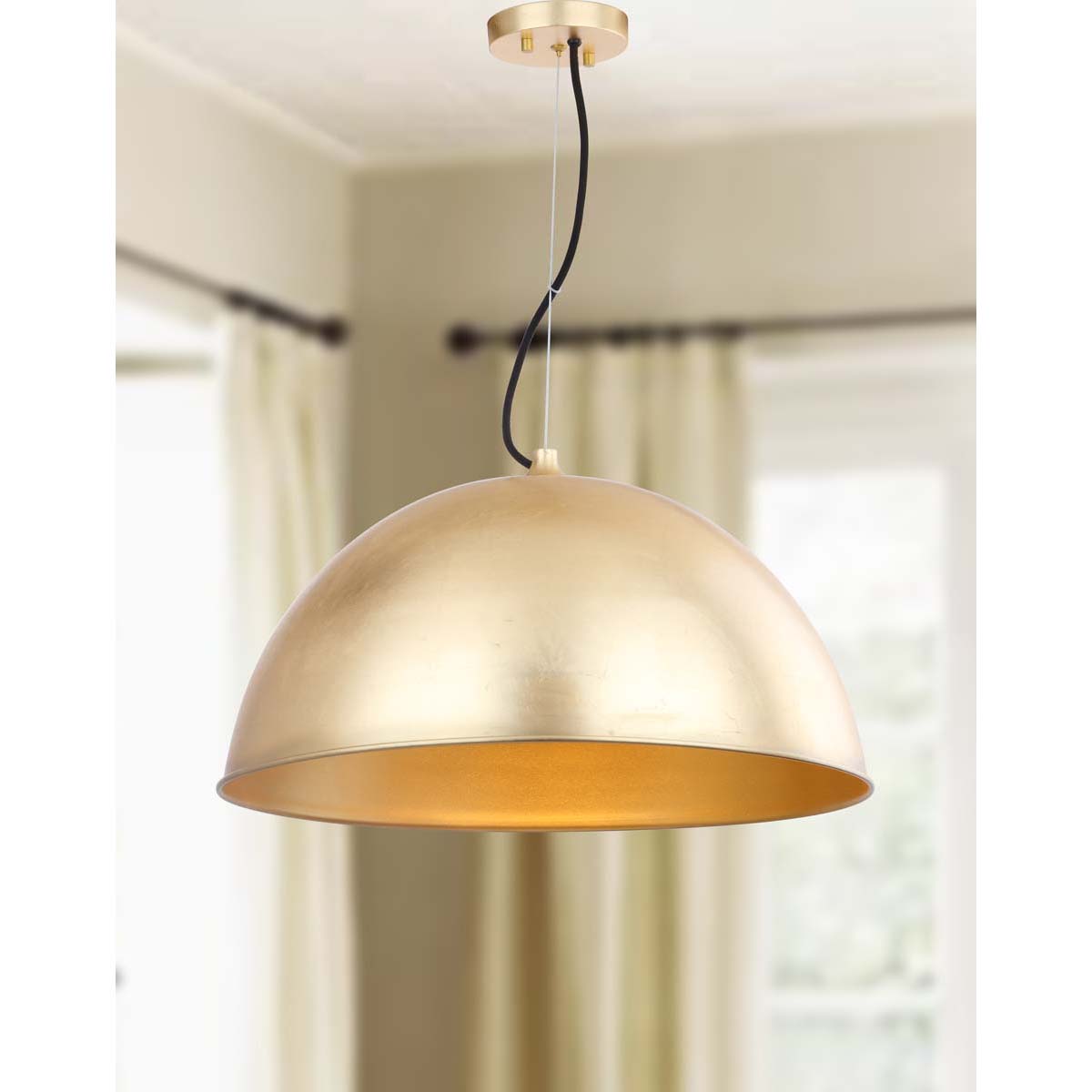 Safavieh Archer Dome 21 Inch Dia Adjustable Pendant, PND4005 - Gold Leaf