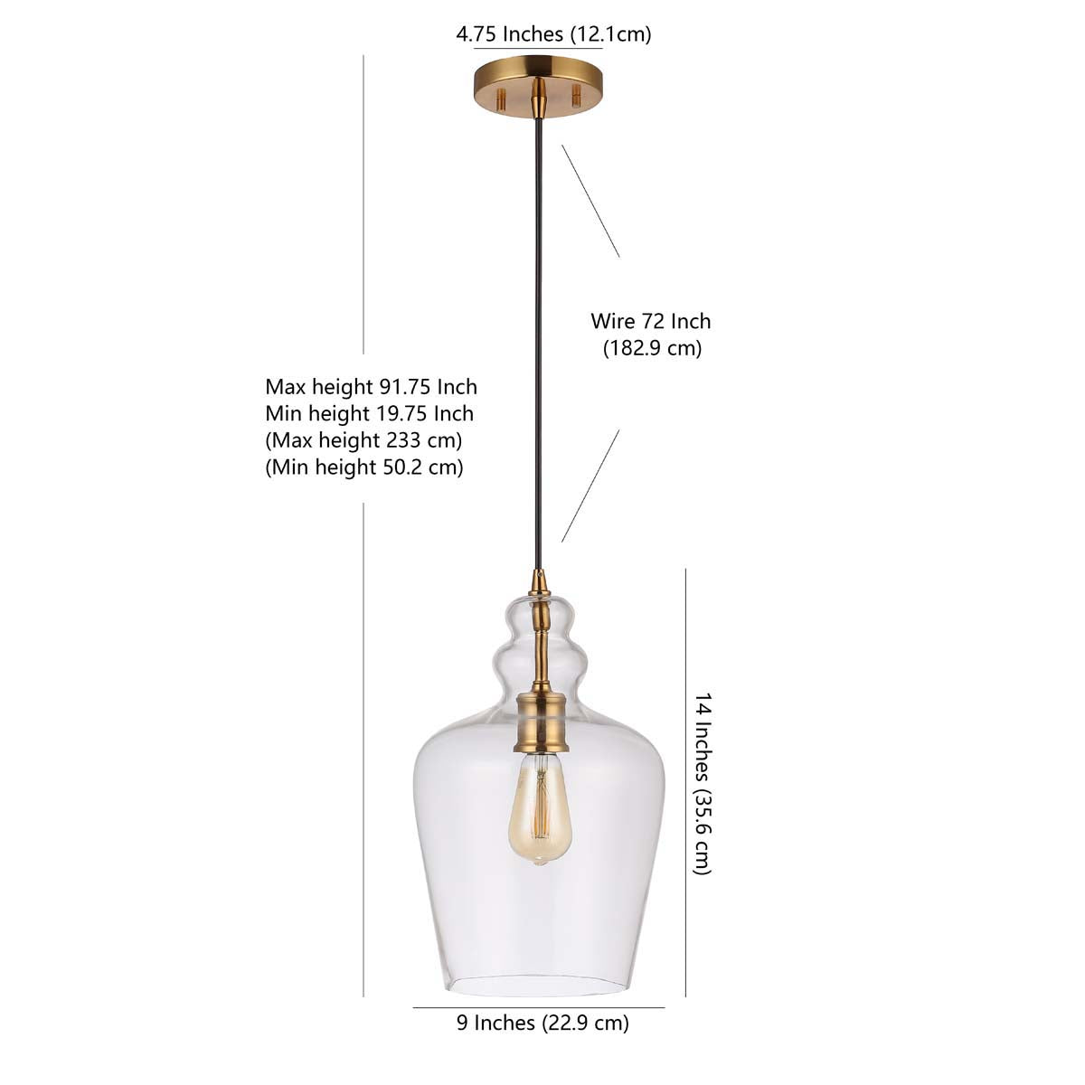 Safavieh Catlen Pendant , PND4114 - Brass