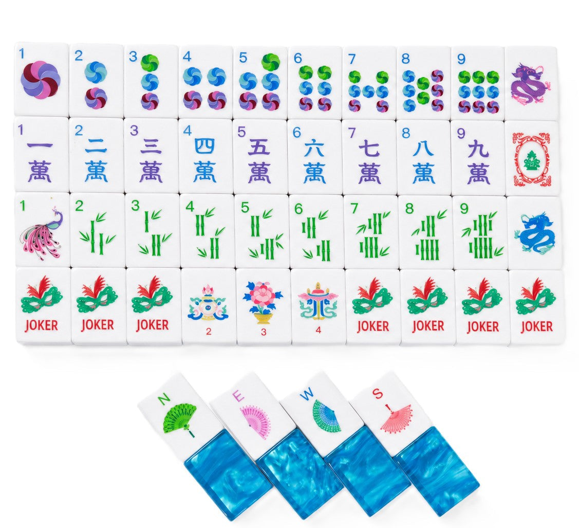 Peacock Blue Mahjong Tile Set