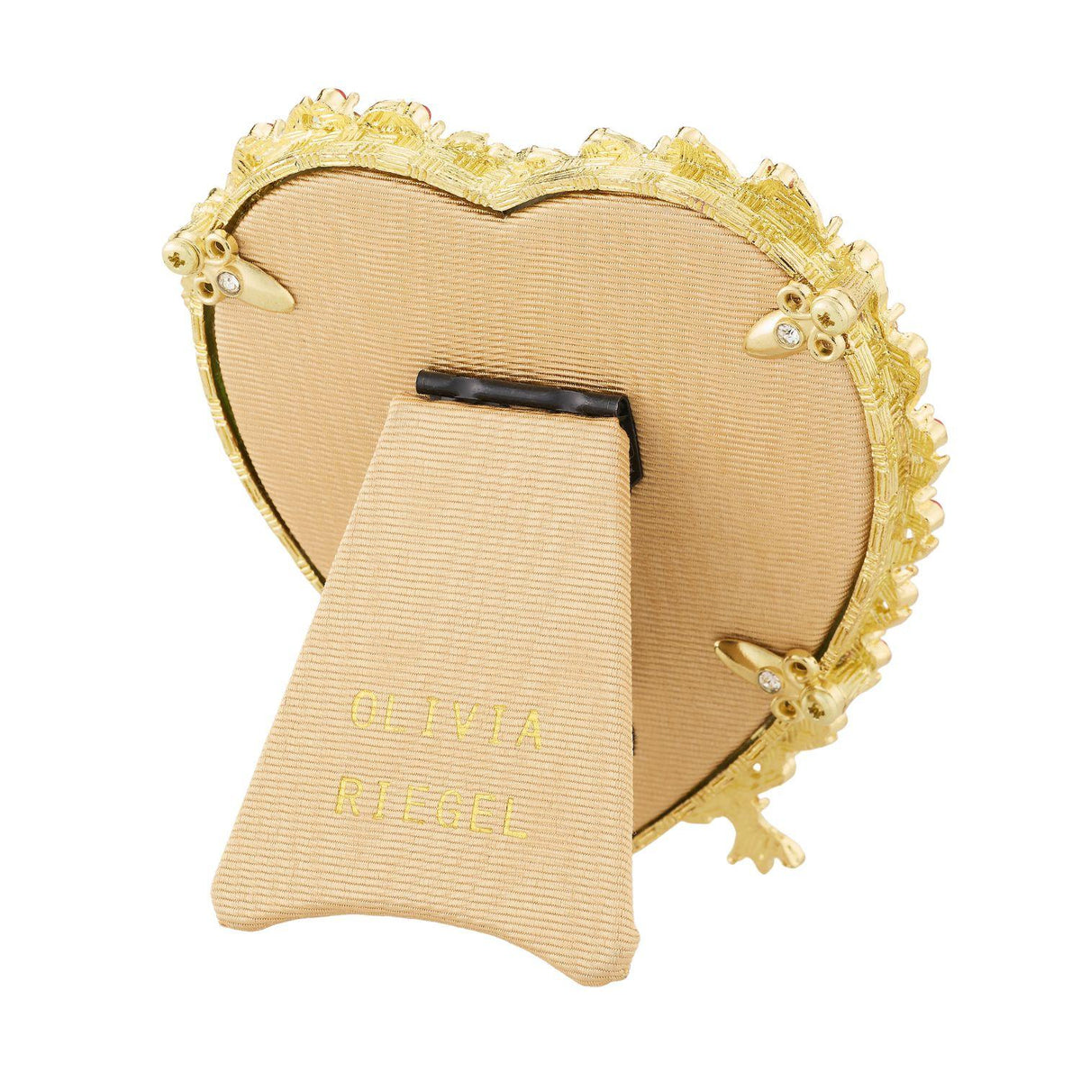 Contessa Heart 3.5" Picture Frame with Ruby Crystals & Red Pearls, Gold
