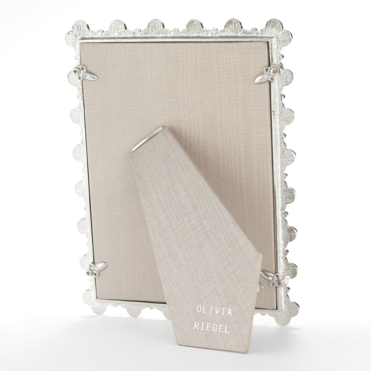 White Enamel Clover Picture Frame, Silver