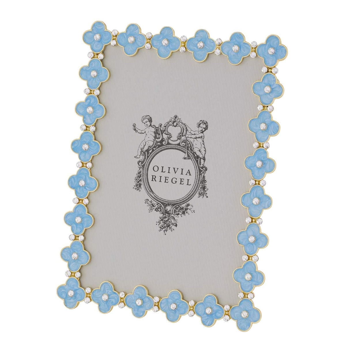 Light Blue Enamel Clover 5" x 7" Picture Frame, Gold