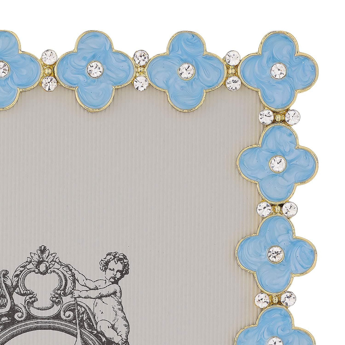 Light Blue Enamel Clover 5" x 7" Picture Frame, Gold