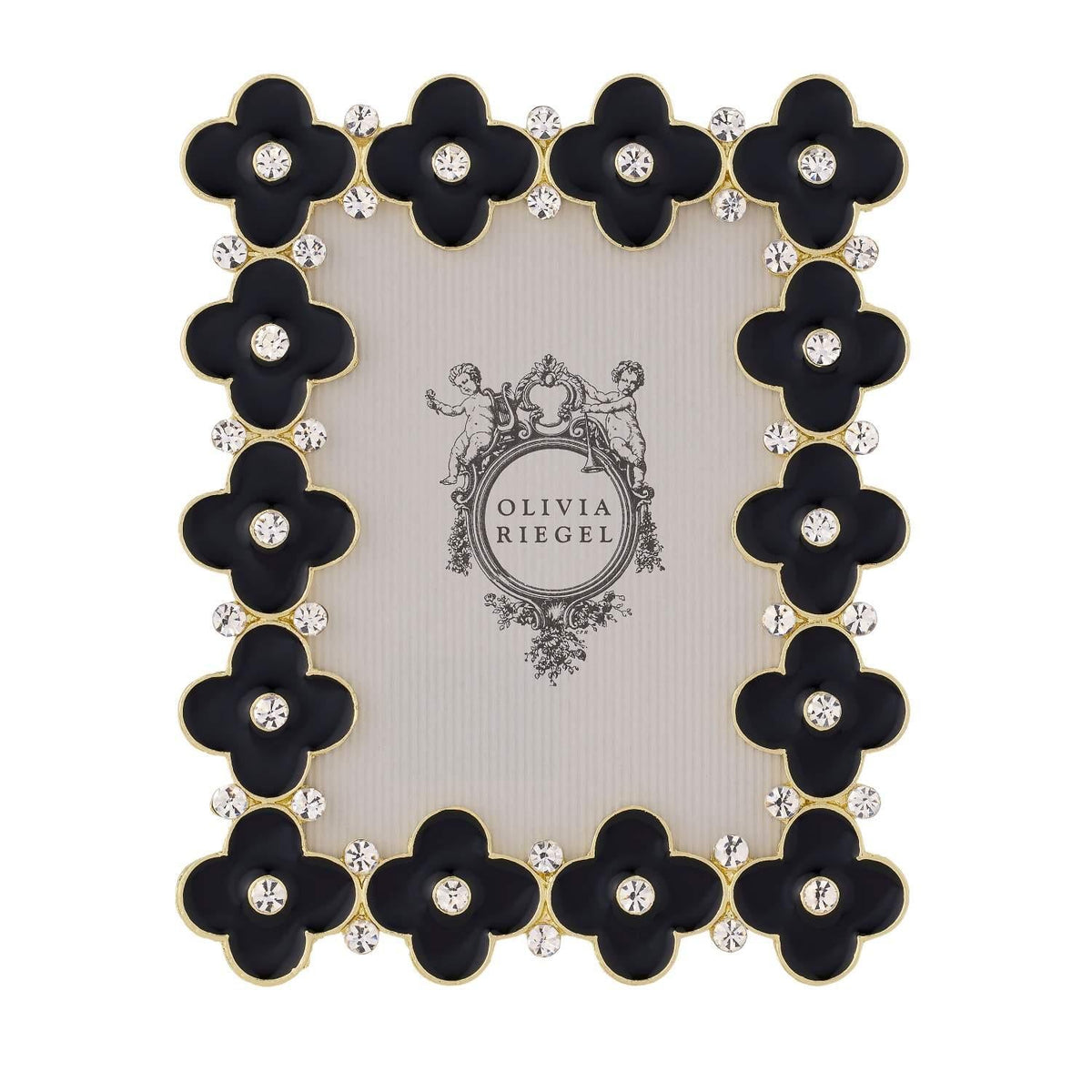 Black Enamel Clover Picture Frame, Gold