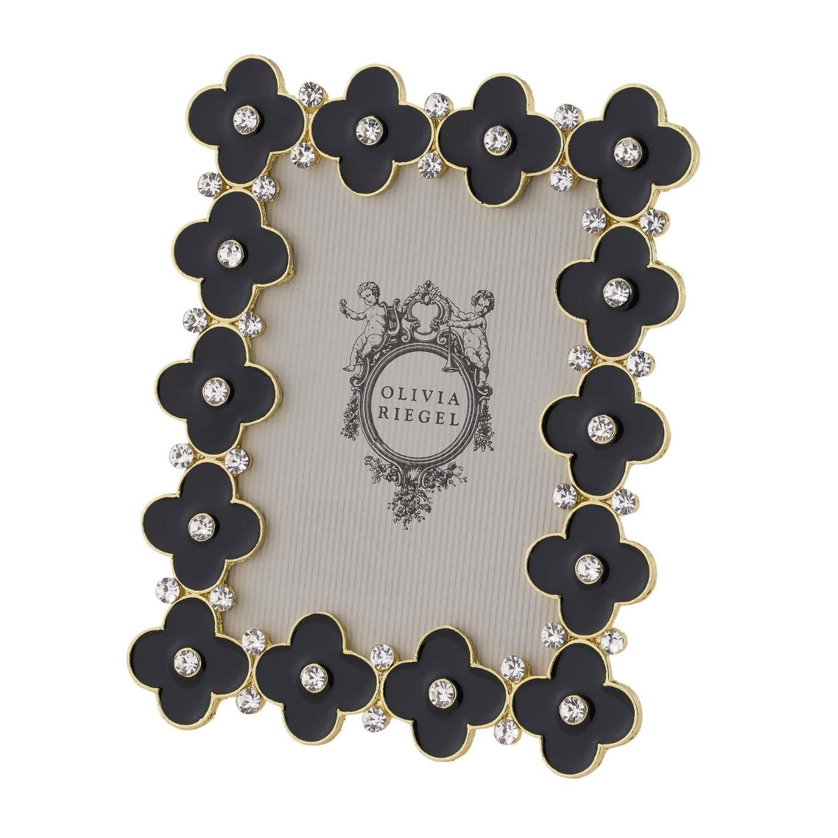Black Enamel Clover Picture Frame, Gold