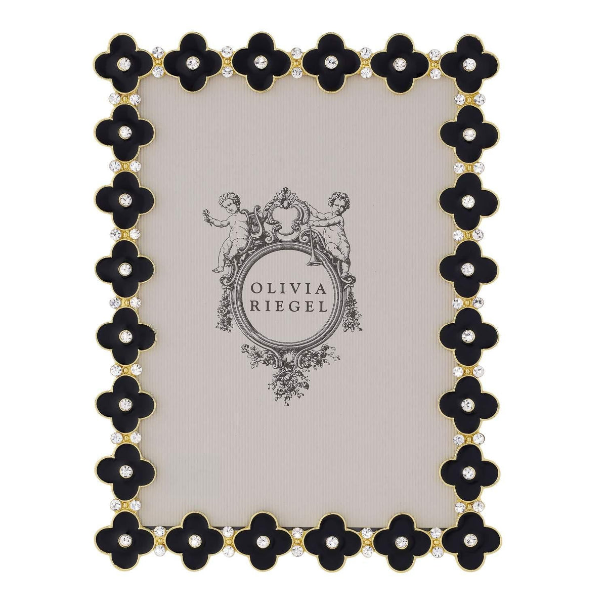 Black Enamel Clover Picture Frame, Gold