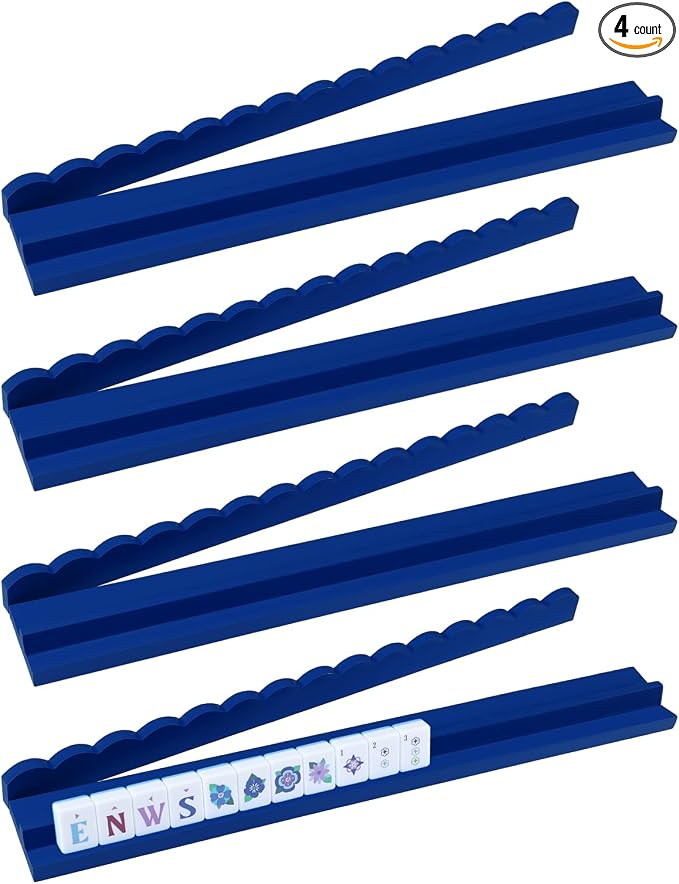 20-Inch Wooden American Mahjong Racks with Magnetic Scalloped Pushers | Set of 4