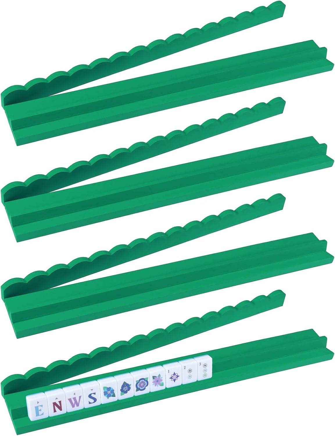 20-Inch Wooden American Mahjong Racks with Magnetic Scalloped Pushers | Set of 4