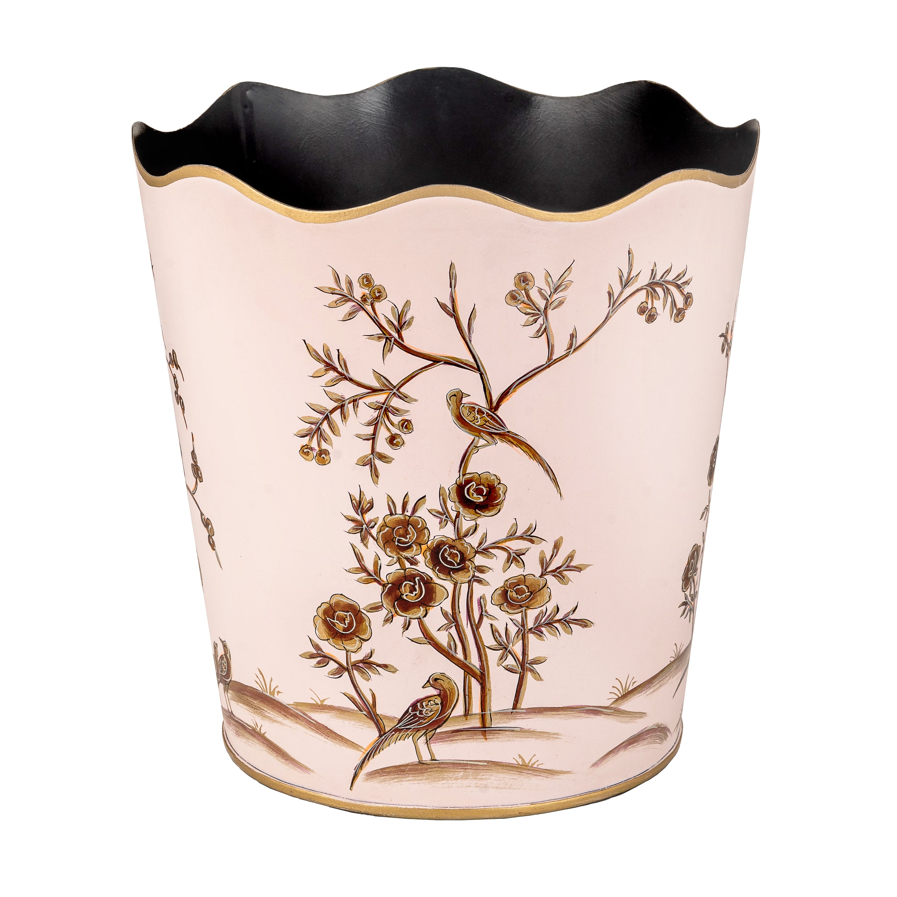 Pink & GOLD SCALLOPED WASTEPAPER BASKET