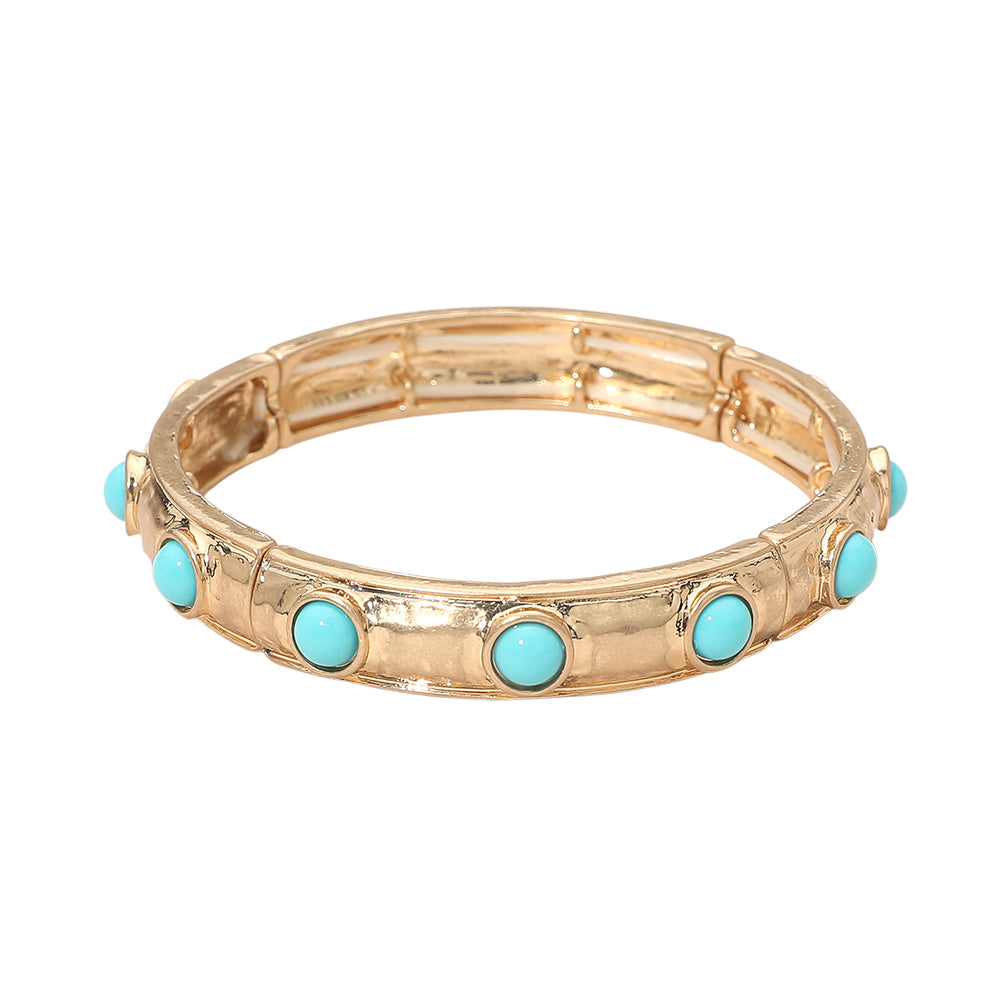 Turquoise & Gold Hammered Bracelet