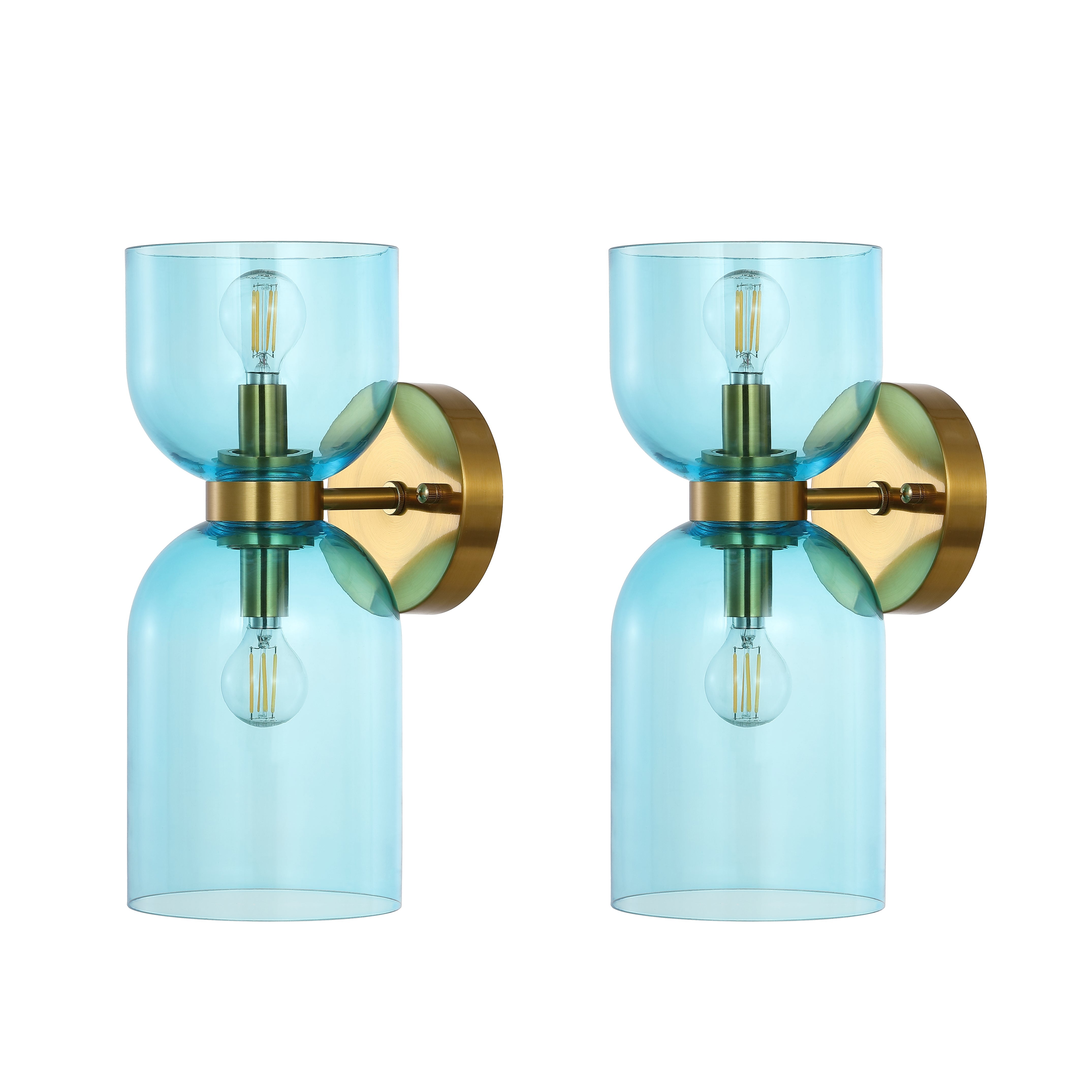 Solyn 2Lt 7 Inch Wall Sconce | Safavieh -  Blue / Brass