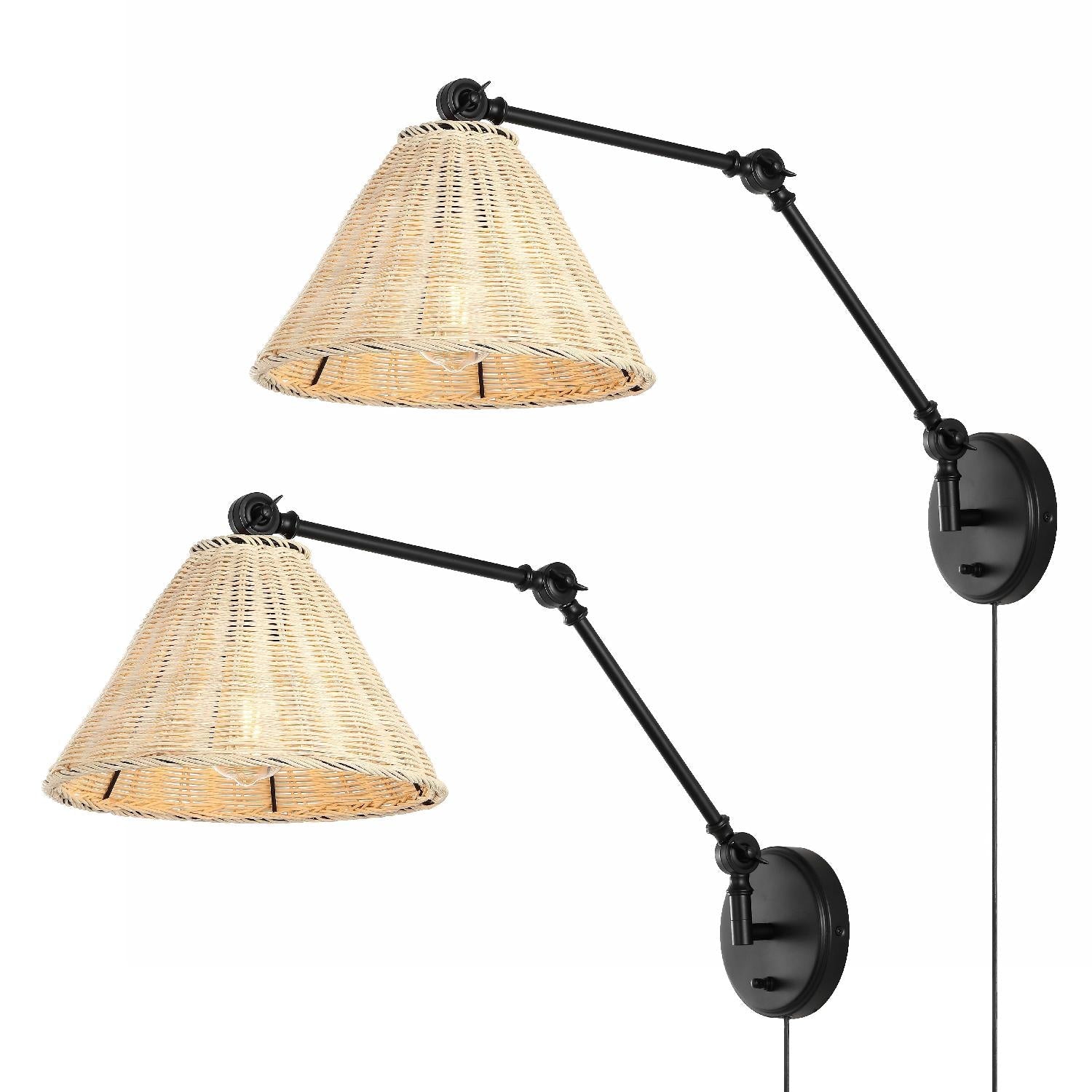 Solado 24 Inch Wall Sconce (Set of 2) | Safavieh - Natural / Black