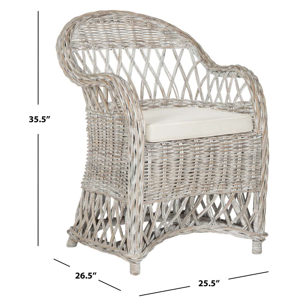 Safavieh Inez Wicker Club Chair - White Washed