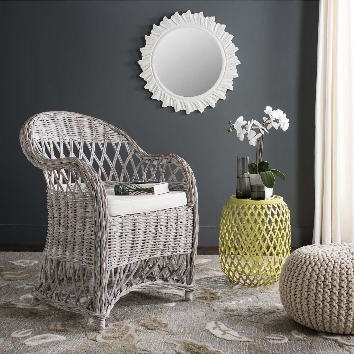 Safavieh Inez Wicker Club Chair - White Washed