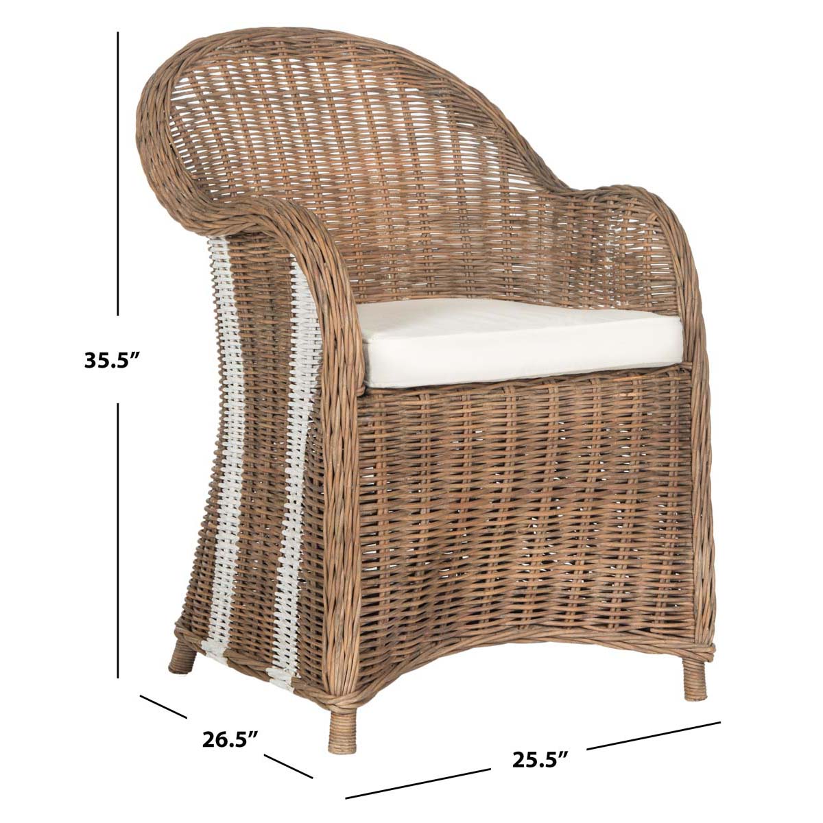 Safavieh Hemi Striped Wicker Club Chair - Natural / White