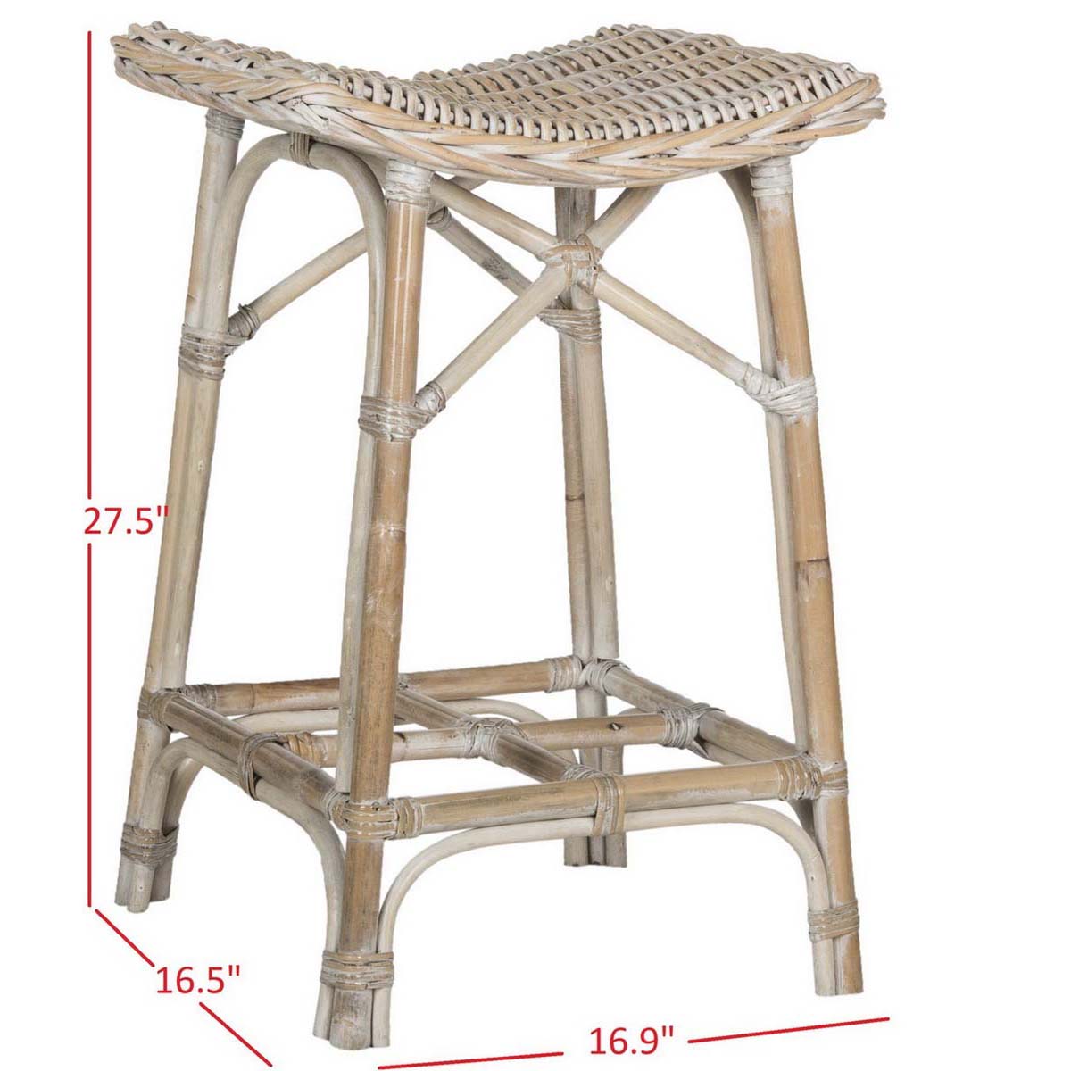 Safavieh Rayna Wicker Bar Stool - White Washed