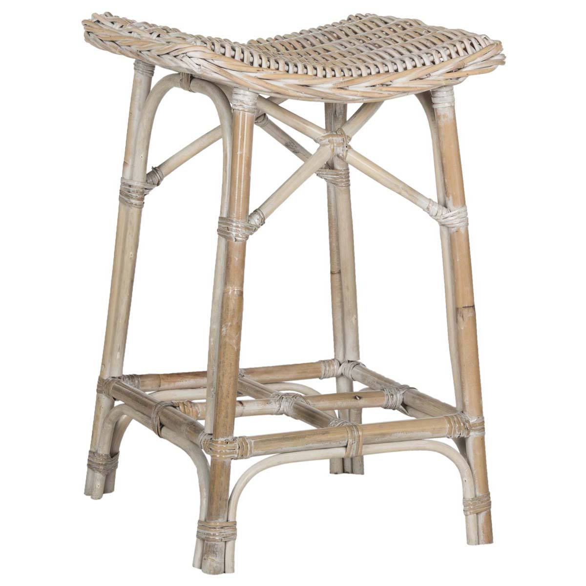 Safavieh Rayna Wicker Bar Stool - White Washed