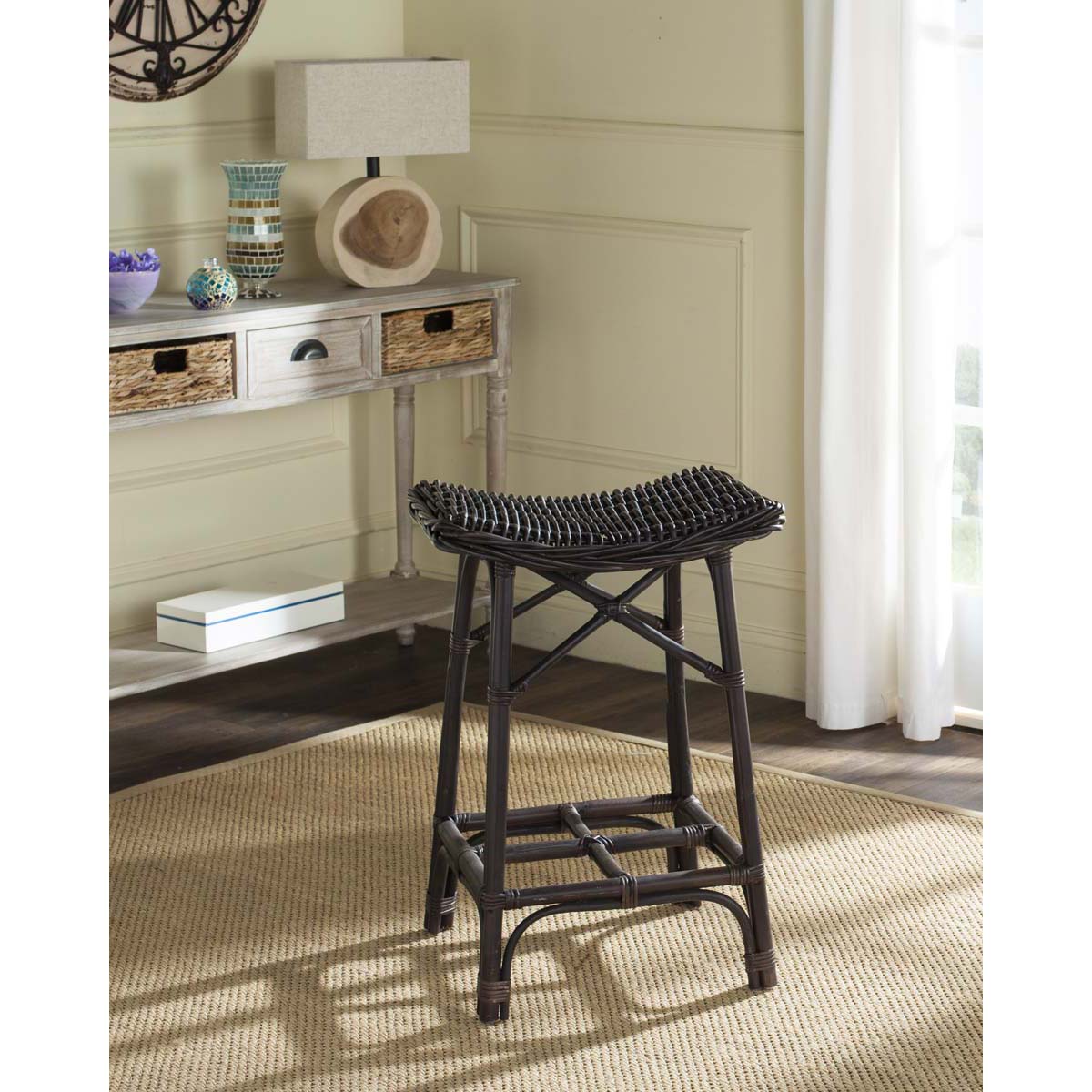 Safavieh Amara Wicker Bar Stool - Brown