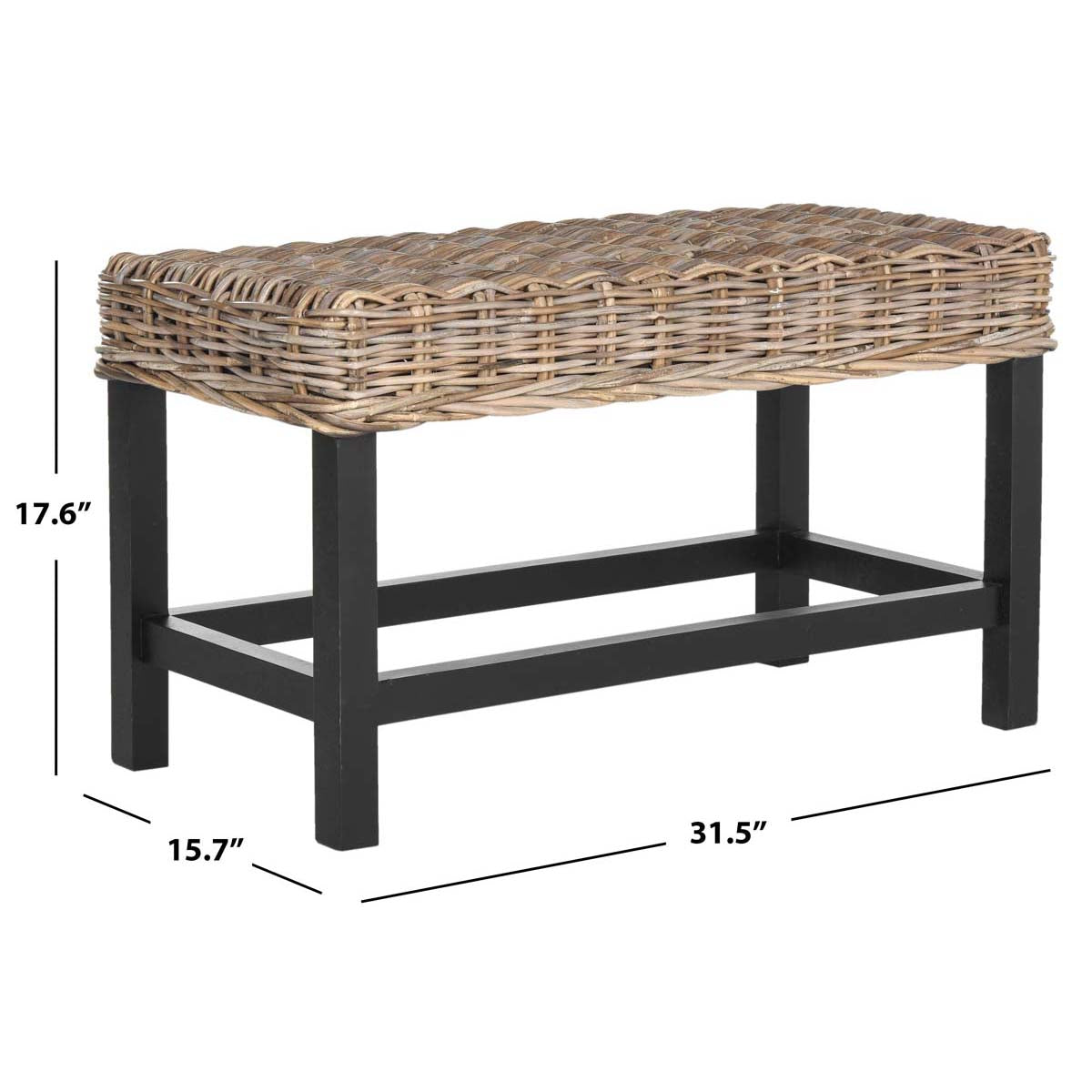 Safavieh Omari Wicker Bench - Grey