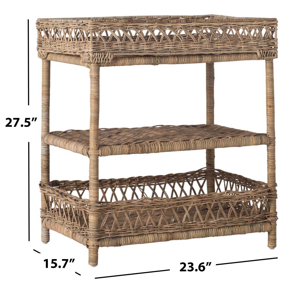 Safavieh Ajani Wicker 3 Tier Accent Table - Grey