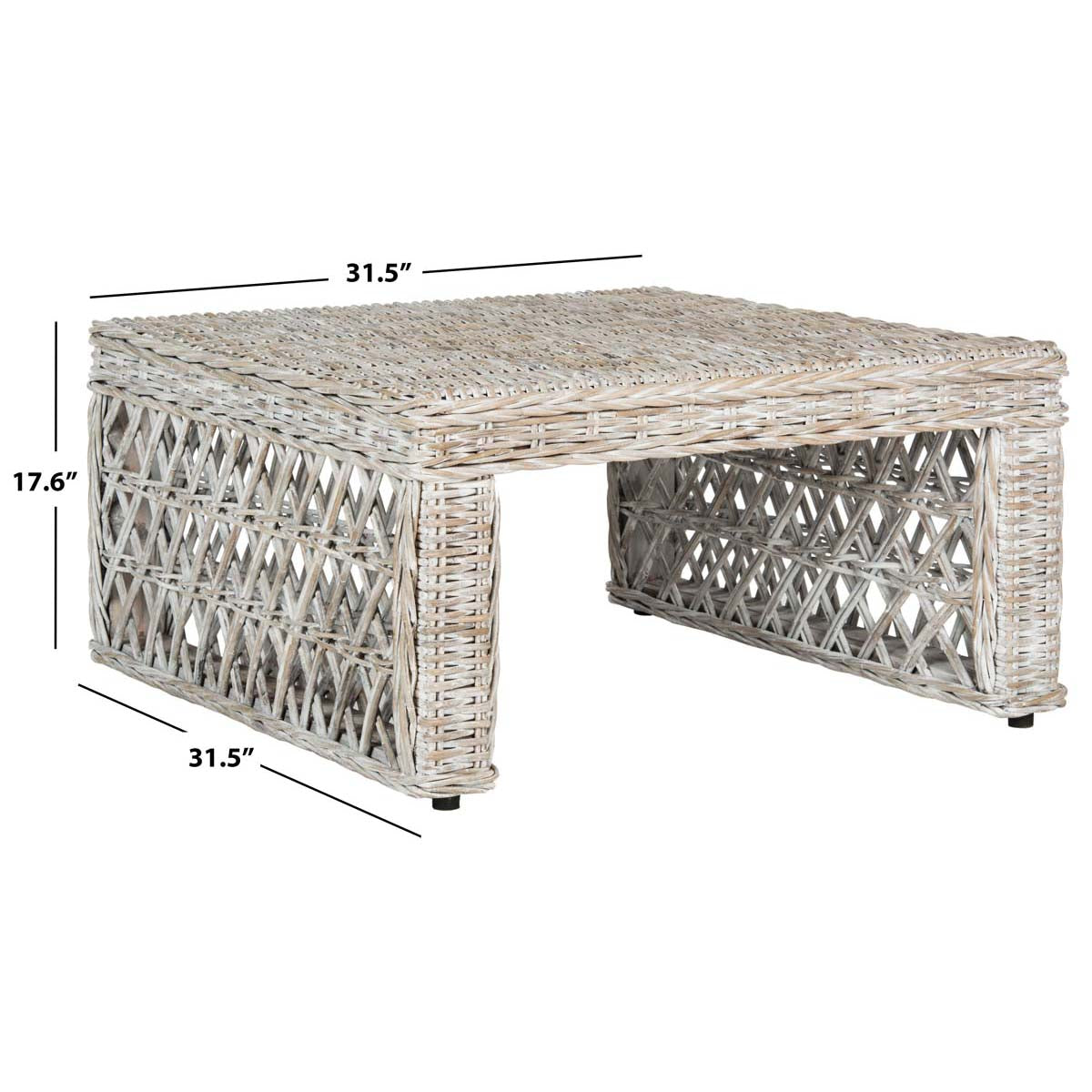 Safavieh Shila Wicker Coffee Table - White Washed