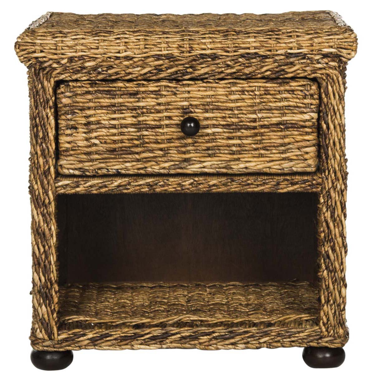 Safavieh Magi Natural Brown Wicker Nightstand With Drawer And 8H Storage - Brown