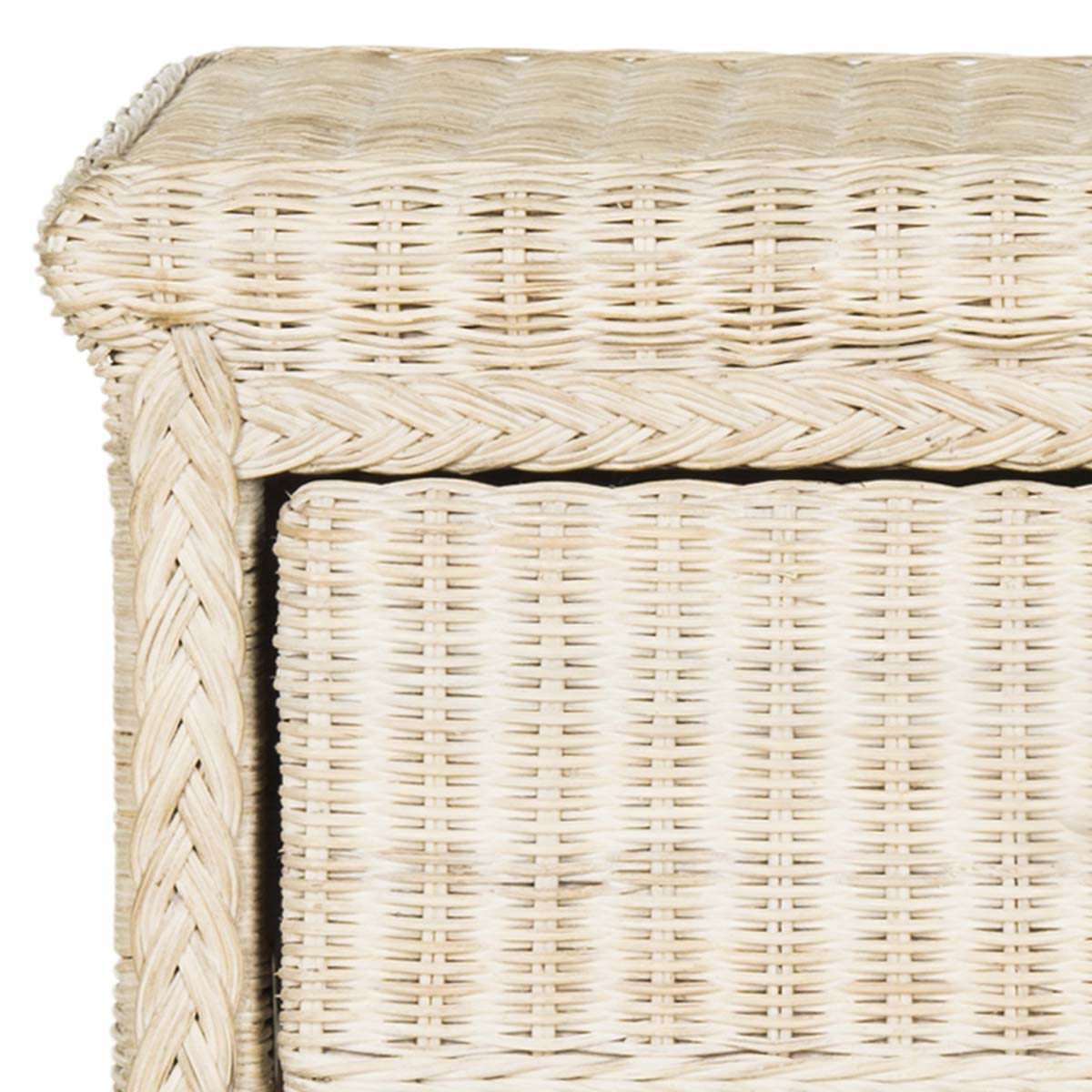 Safavieh Adira Natural White Wash Wicker Nightstand With Drawer And 8H Storage - White Washed