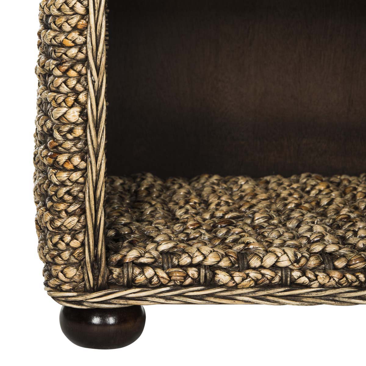 Safavieh Musa Braided Brown Wash Wicker Nightstand With Drawer And 8H Storage - Brown Wash