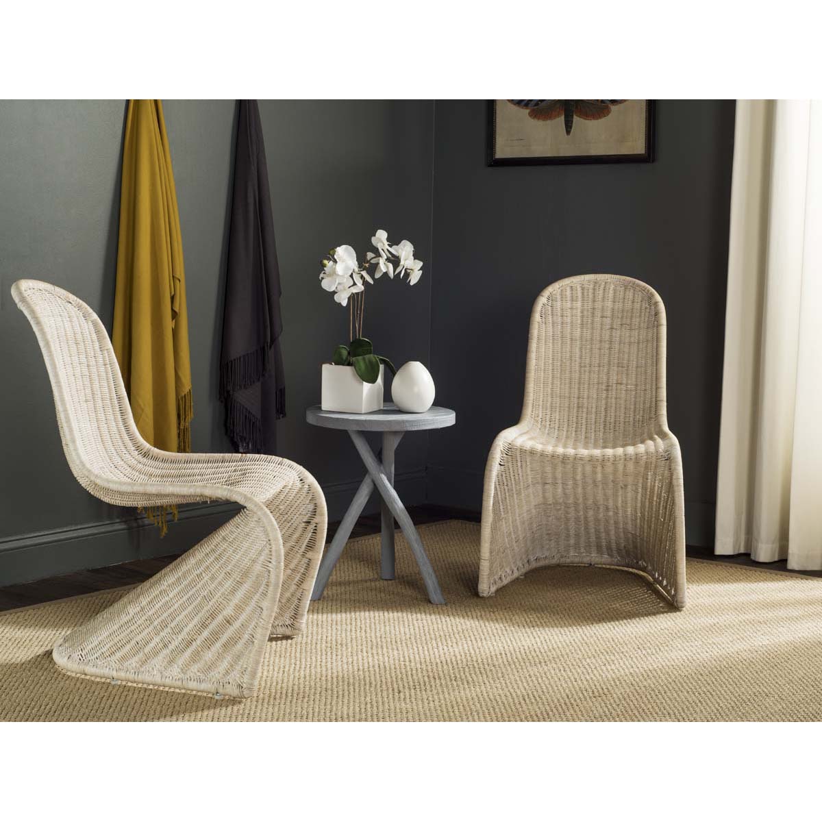 Safavieh Tana Wicker Side Chair-Grey (Set of 2)