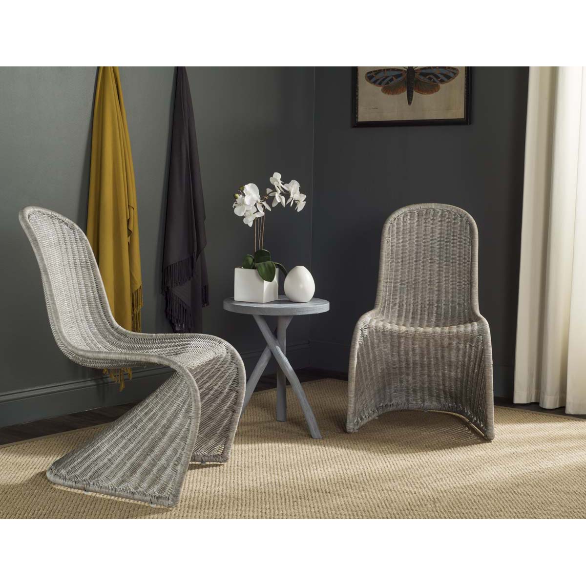 Safavieh Tana Wicker Side Chair-Antique/Grey (Set of 2)