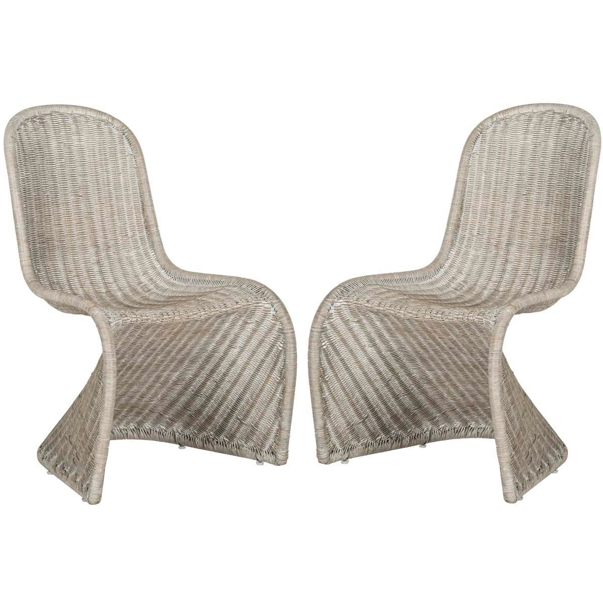 Safavieh Tana Wicker Side Chair-Antique/Grey (Set of 2)