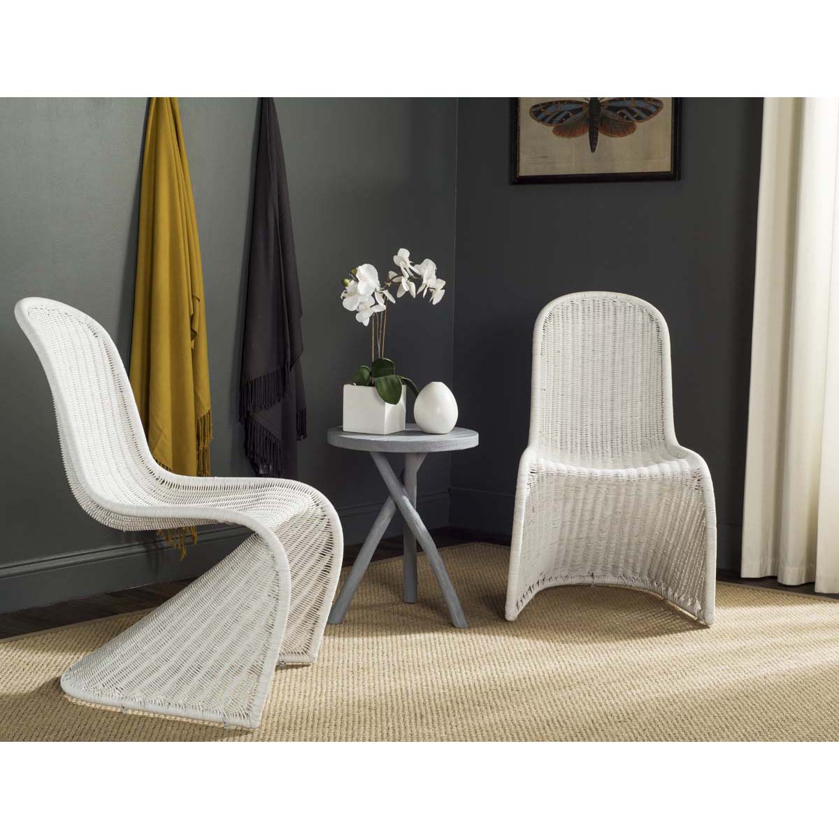 Safavieh Tana Wicker Side Chair-White (Set of 2)