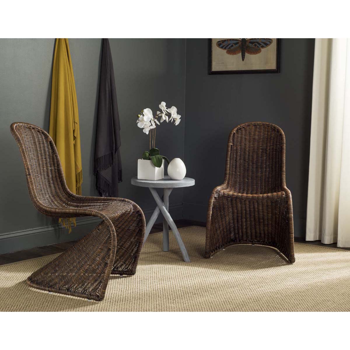 Safavieh Tana Wicker Side Chair-Brown/Multi (Set of 2)