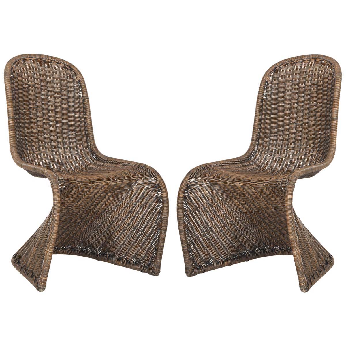 Safavieh Tana Wicker Side Chair-Brown/Multi (Set of 2)