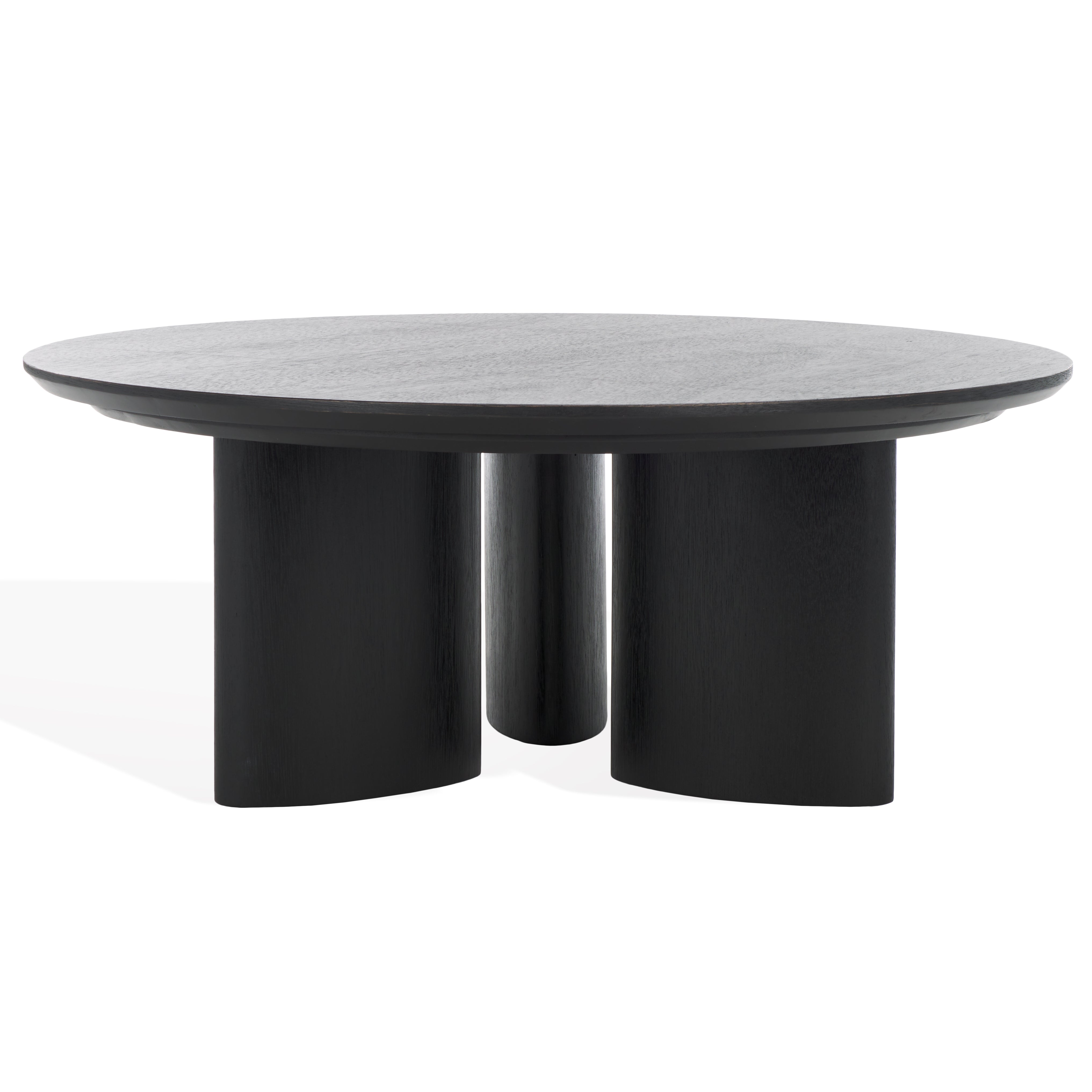 Barnard Round Wood Coffee Table, SFV1703 | Safavieh Couture - Black