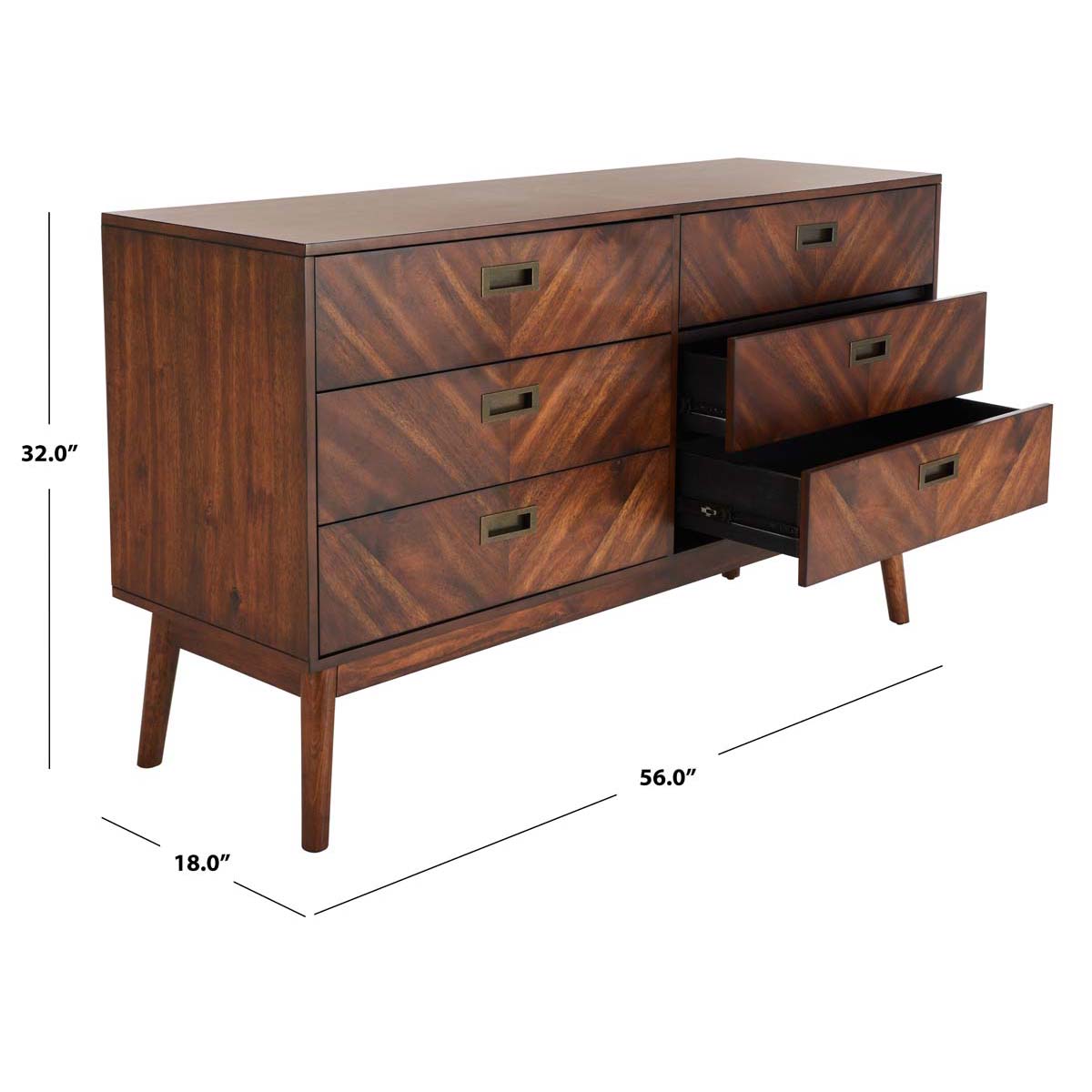 Donald 6 Drawer Dresser | Safavieh - Dark Walnut