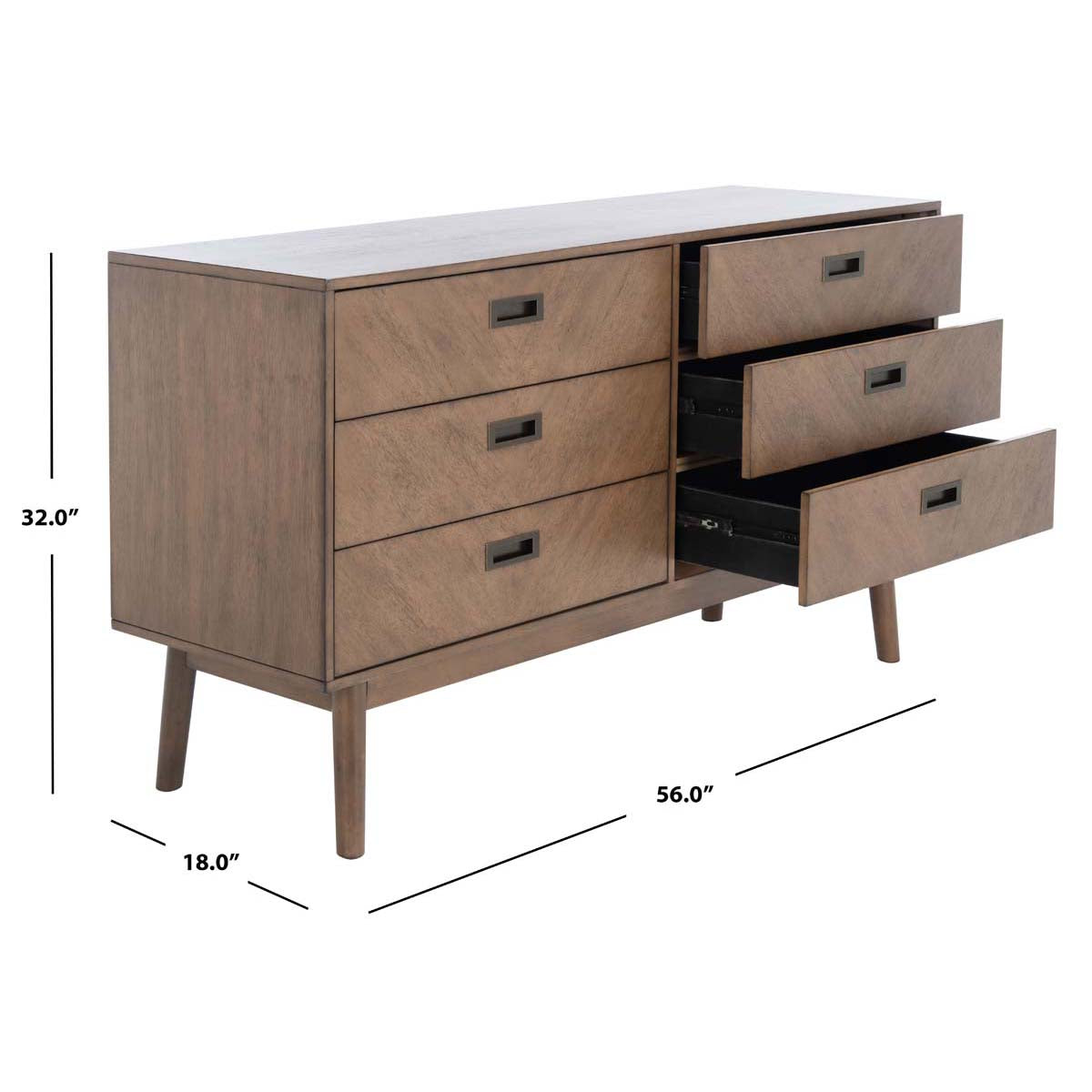 Donald 6 Drawer Dresser | Safavieh - Wheat