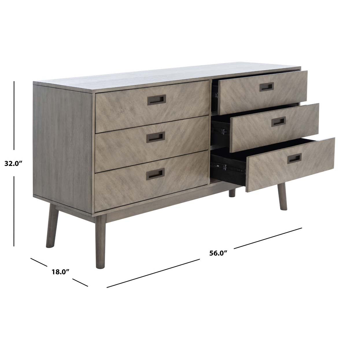 Donald 6 Drawer Dresser | Safavieh - Light Grey