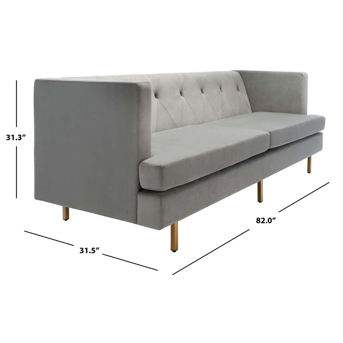 Safavieh Couture Konrad Velvet Sofa - Grey