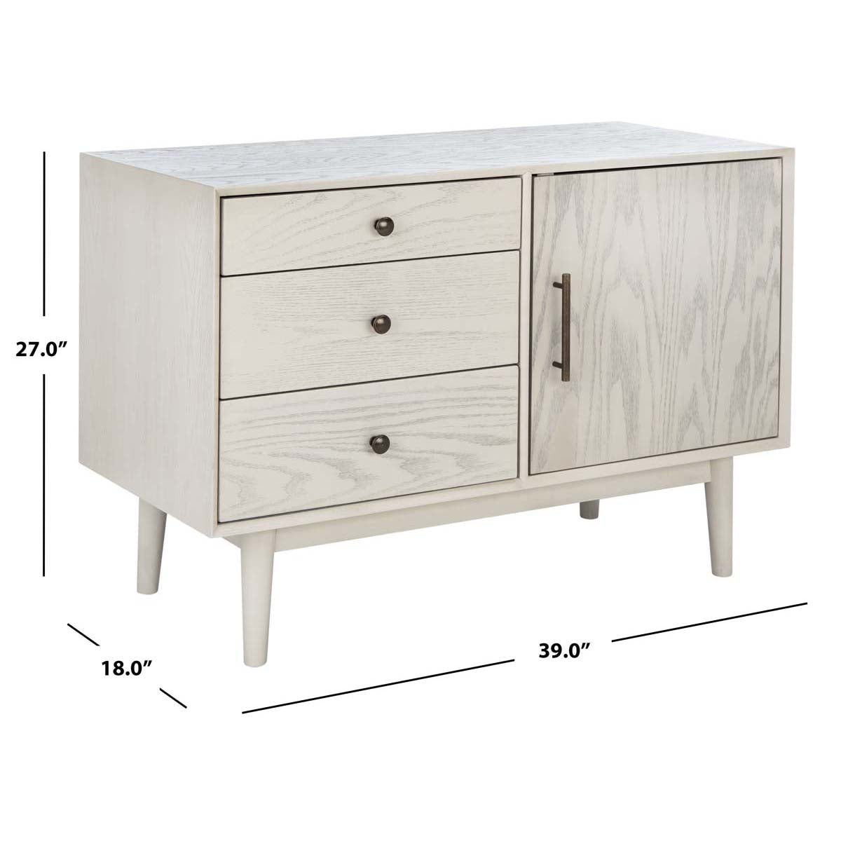 Elissa Mid-Century Small Media Stand | Safavieh Couture - SFV2116 - White Washed