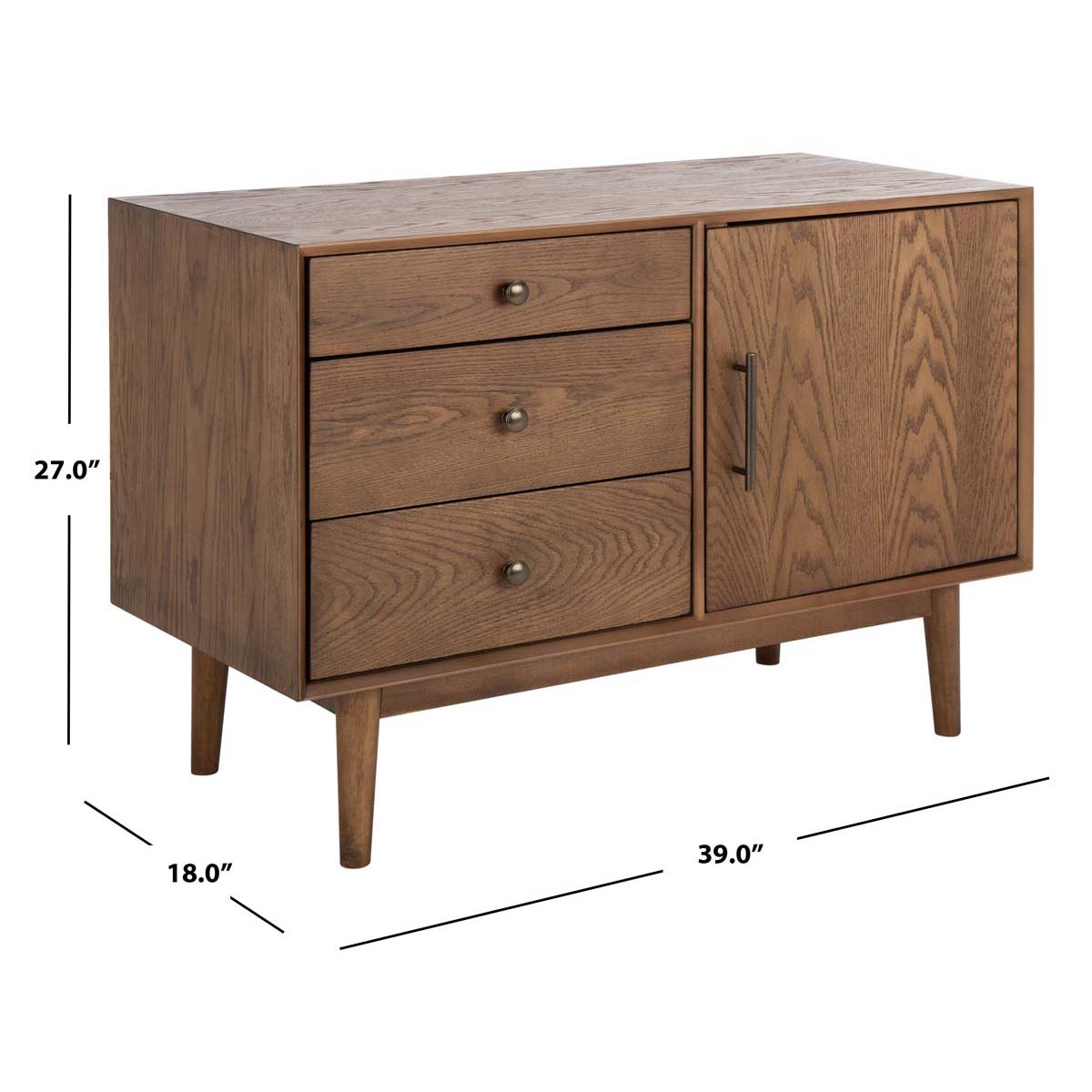 Elissa Mid-Century Small Media Stand | Safavieh Couture - SFV2116 - Medium Oak